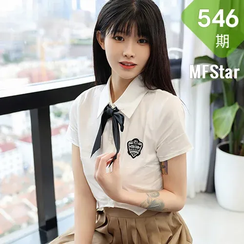 MFStar 模范学院 Vol.546 新人模特白T黑丝 77qiqi 第四套写真