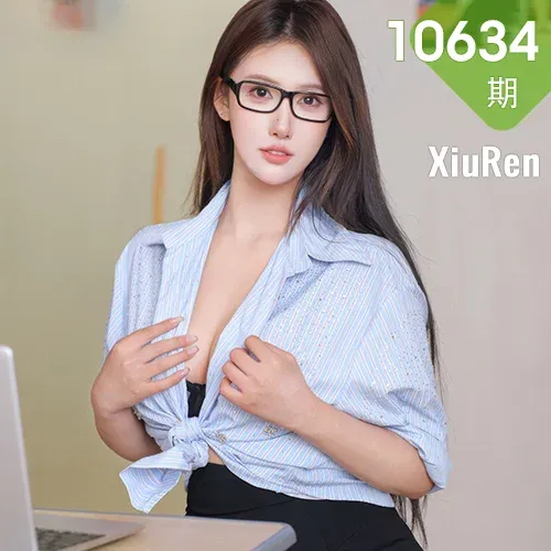 XiuRen 秀人 No.10634 金允希Yuki 蓝色衬衣魅惑黑丝