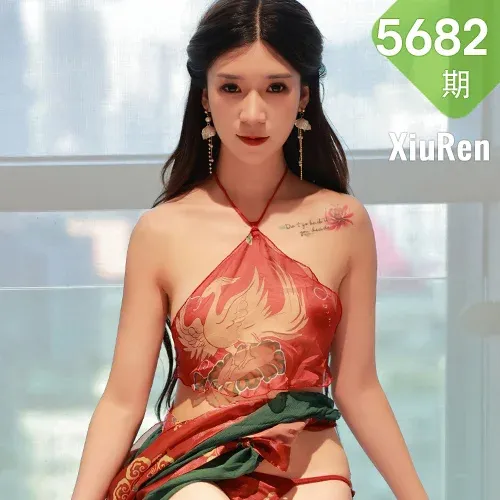 XiuRen 秀人 No.5682 hebe韩心雨 红色带图案布兜香格里拉旅拍