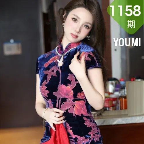 YOUMI 尤蜜荟 Vol.1158 桃桃夭夭twins 性感花色旗袍